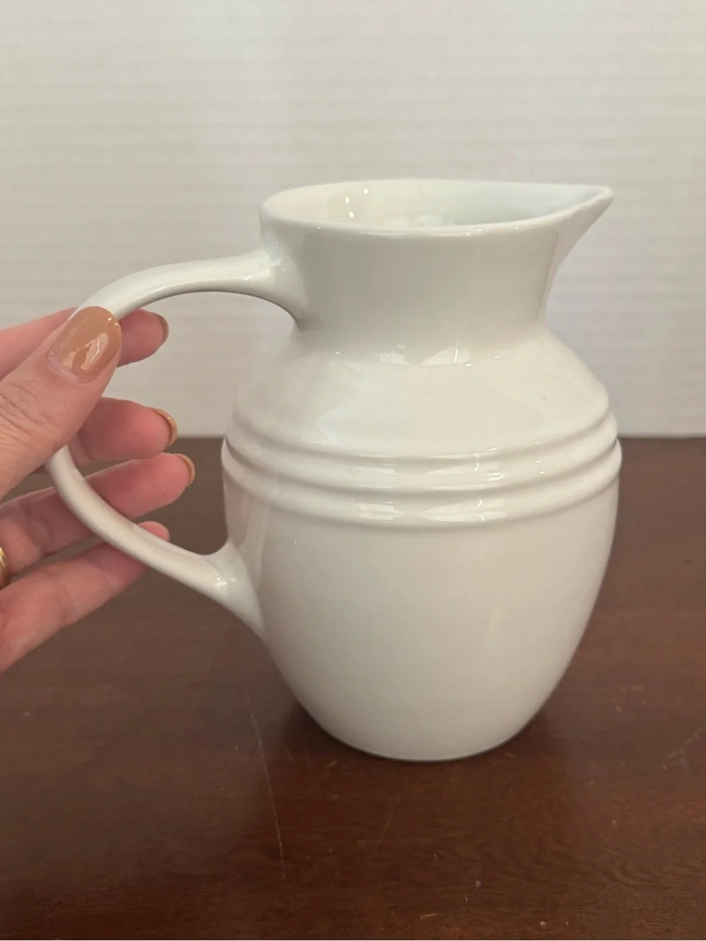 Le Creuset NEW White Ceramic Pitcher with Simple Ribbed Detail